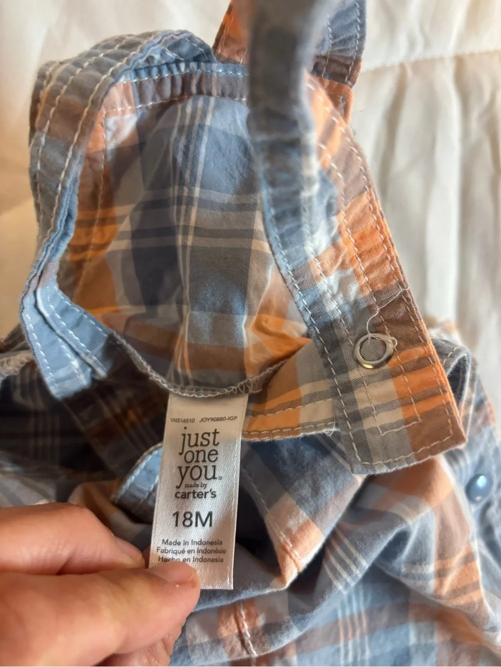 Carter's Plaid Short Overalls - Blue & Orange size 18 months